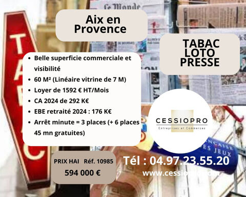 A vendre Tabac Loto Presse, refait &agrave; neuf, belle visibilit&eacute; sur Aix en Provence 594000 13100 Aix en provence