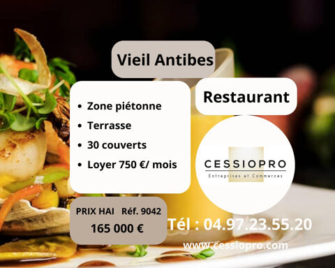 Restaurant, vieil Antibes, zone pi&eacute;tonne, terrasse 165000 06600 Antibes