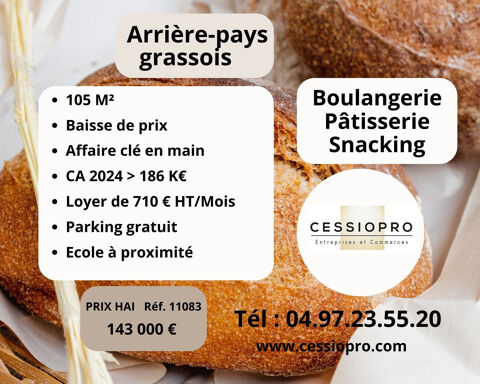 OPPORTUNIT&Eacute; &Agrave; SAISIR : BOULANGERIE-P&Acirc;TISSERIE- SNACKING &Agrave; PRIX CHOC ! 143000 06130 Grasse