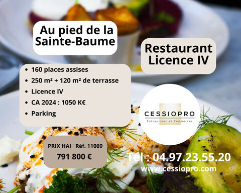 RESTAURANT LICENCE IV   160 COUVERTS   EMPLACEMENT EXCEPTIONNEL AU PIED DE LA SAINTE-BAUME 791800 13400 Aubagne