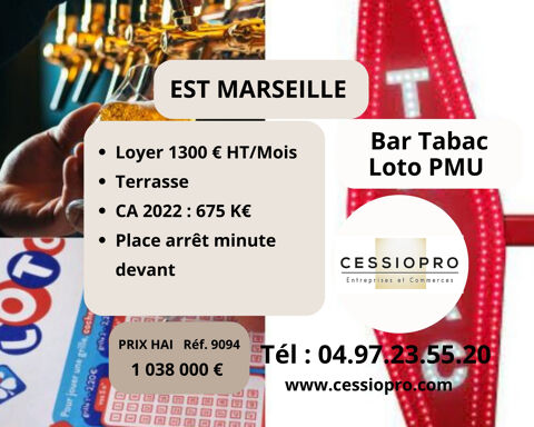 Très beau Bar Tabac Loto Bimbeloteries PMU, à l'Est de Marseille 1038800 13001 Marseille