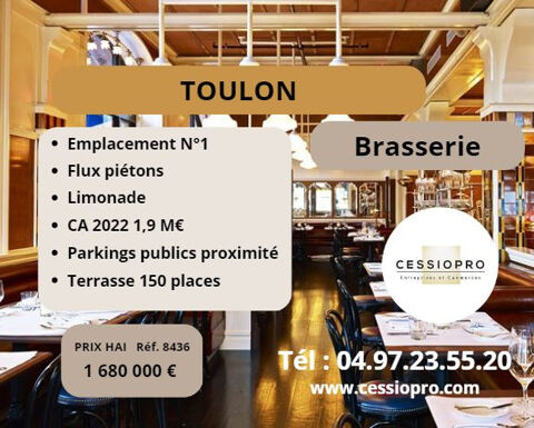 TOULON  BRASSERIE RESTAURANT EN EMPLACEMENT NUMERO 1 VOLUME LIMONADE 30% 1680000 83000 Toulon