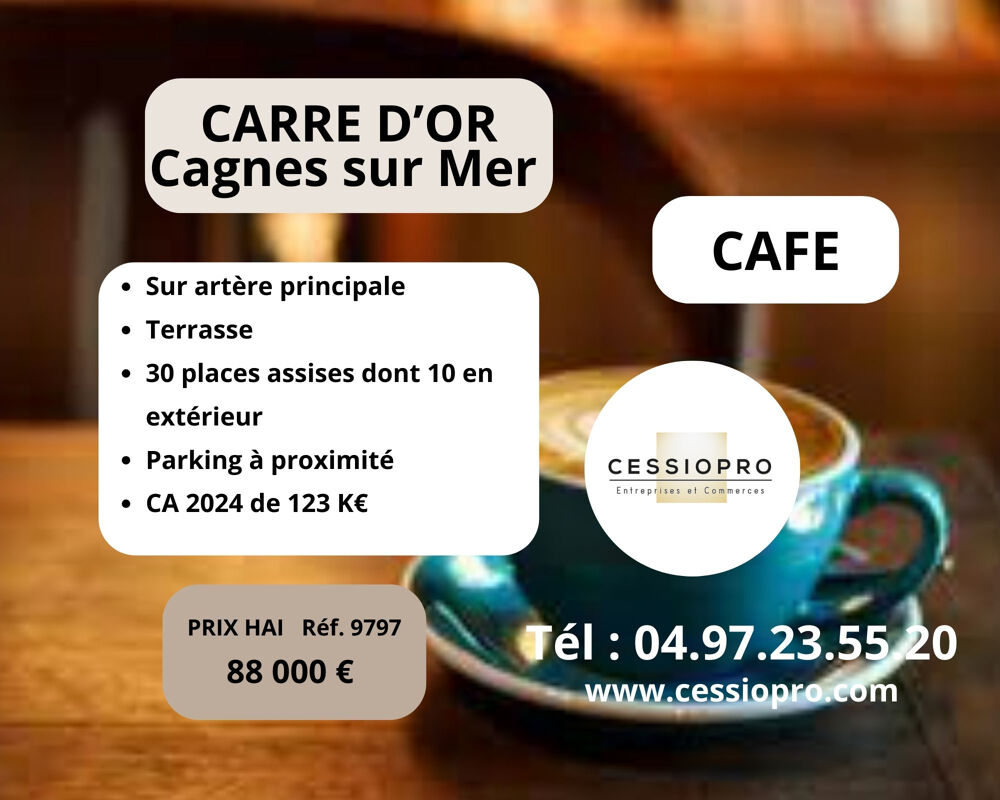   CAFE RESTAURANT CAGNES SUR MER / CROS DE CAGNES 30 PLACES ASSISES dont 10 en Terrasse 