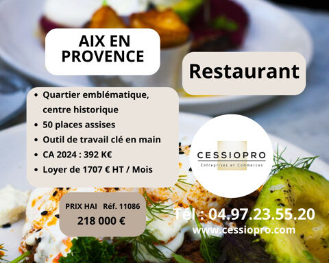 A vendre restaurant (108 m2)   Emplacement recherch&eacute; AIX EN PROVENCE  Enti&egrave;rement &eacute;quip&eacute; 218000 13100 Aix en provence