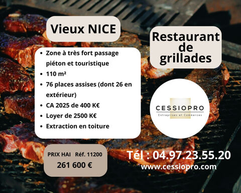 Restaurant de grillades   400 000 � de CA   Vieux-Nice 261600 06000 Nice