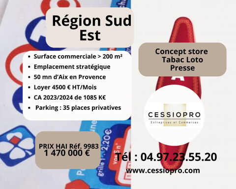Tr&egrave;s beau &laquo; Concept Store &raquo; Tabac Loto Vap Shop Cave &agrave; Cigares, R&eacute;gion Sud Est. 1470000 13100 Aix en provence