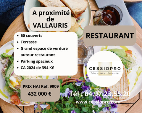 &Agrave; proximit&eacute; de Vallauris, restaurant avec terrasse, un parking spacieux et un jardin, id&eacute;al couple de professi 432000 06220 Vallauris