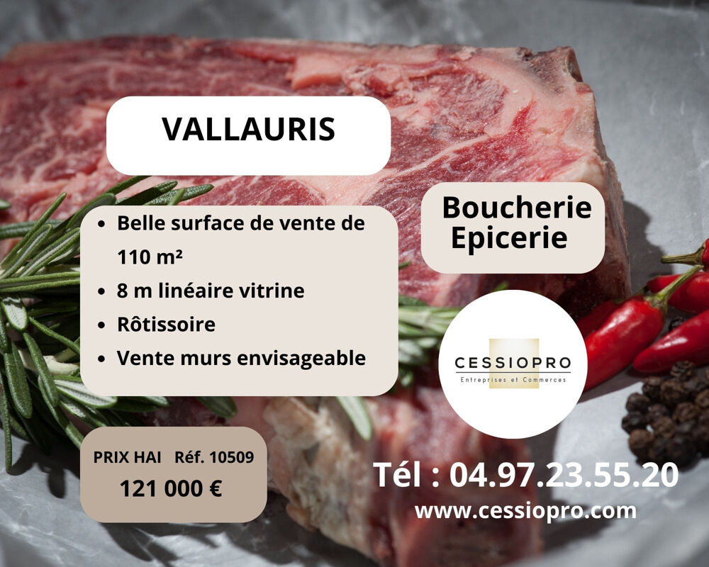   Boucherie-épicerie de qualité, belle surface de vente, secteur de Vallauris, beaux chiffres d'affaires 
