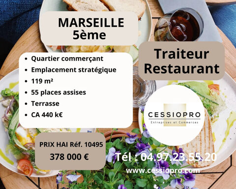 Traiteur/restaurant &agrave; Marseille 5    CA 440K€ 378000 13005 Marseille
