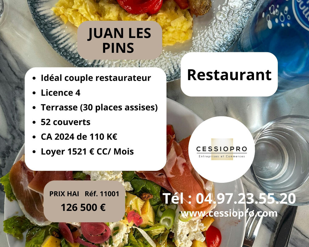   Charmant petit restaurant, licence 4, grande terrasse, idéal couple restaurateur Juan les Pins 