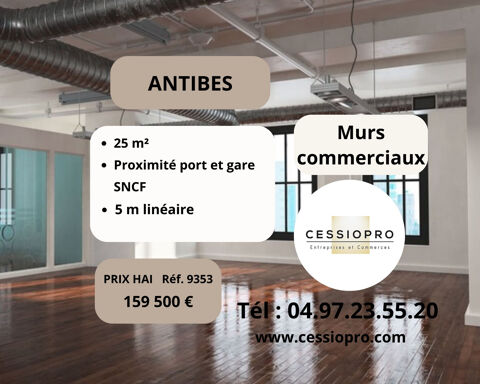 Antibes, murs commerciaux, 25m2, mezzanine, proximité port et gare SNCF. 159500 06600 Antibes