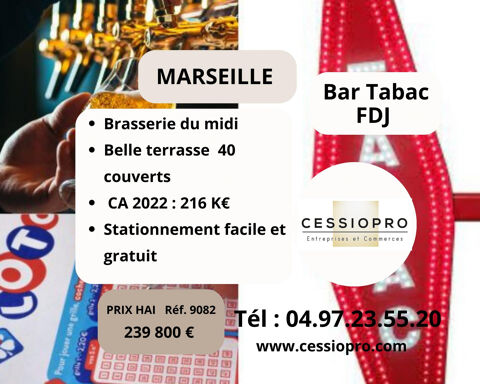 Baisse de Prix ! Bar Tabac FDJ Brasserie du Midi avec Belle Terrasse de 40 couverts à Marseille 239800 13014 Marseille