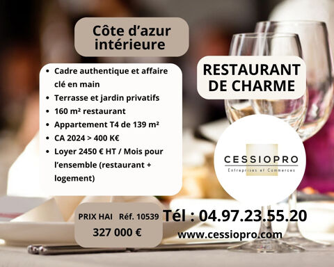 RESTAURANT DE CHARME   TERRASSE, LOGEMENT ET JARDIN   C&Ocirc;TE D'AZUR INT&Eacute;RIEURE 327000 06650 Opio