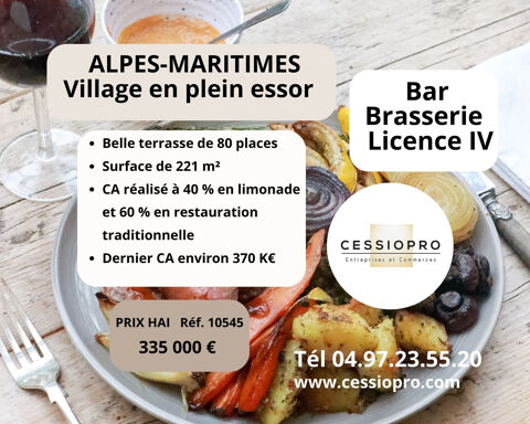 ALPES MARITIMES   VILLAGE EN PLEIN ESSOR   BAR BRASSERIE AVEC LICENCE IV   TERRASSE 80 PLACES 335000 06250 Mougins