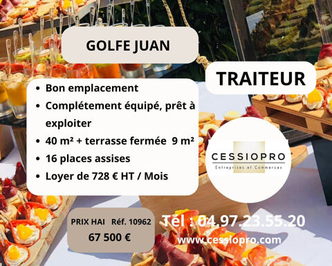 A vendre traiteur, &eacute;tat neuf, bon emplacement, compl&egrave;tement &eacute;quip&eacute;, pr&ecirc;t &agrave; exploiter  - Golfe Juan 67500 06220 Golfe juan