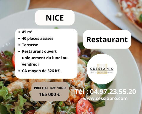 NICE   RESTAURANT OUVERT UNIQUEMENT DU LUNDI AU VENDREDI 165000 06200 Nice