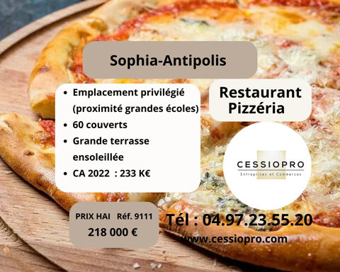 Restaurant - Pizzéria, Sophia Antipolis, emplacement idéal, grande terrasse ensoleillée 218000 06560 Sophia antipolis