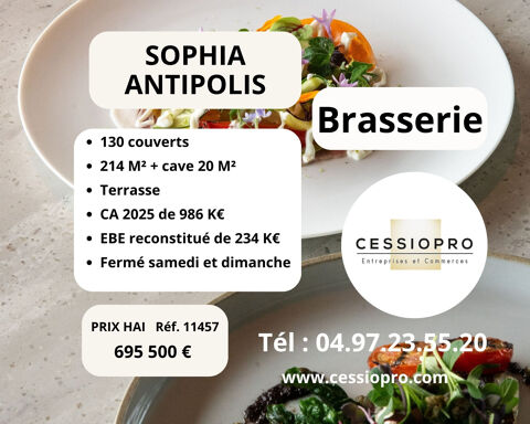 BRASSERIE   130 places   CA 986K€ - SOPHIA ANTIPOLIS 695500 06600 Antibes