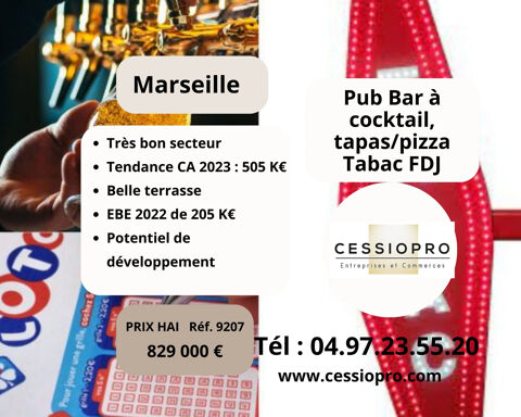 Pub Bar à Cocktail, Tapas/Pizza, Tabac FDJ à Marseille 829000 13012 Marseille