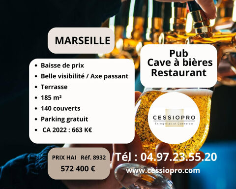 Tr&egrave;s beau PUB, Cave &agrave; Bi&egrave;res, Restaurant, Pizzeria, Enti&egrave;rement refait &agrave; Neuf, avec Terrasse et Parking, sur M 572400 13009 Marseille