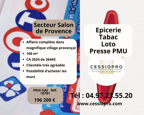 Affaire compl&egrave;te d'Epicerie, Tabac, Loto PMU, Presse dans magnifique village proven&ccedil;al… 196200 13300 Salon de provence