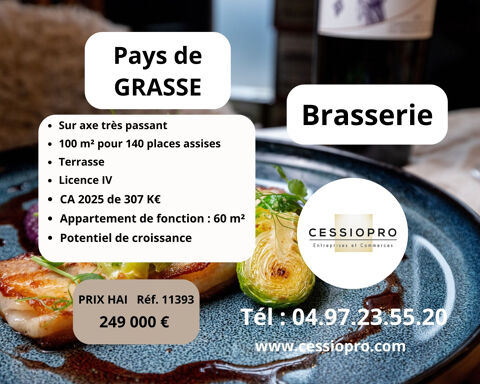 BRASSERIE &Agrave; FORT POTENTIEL   EMPLACEMENT No1 SUR AXE TR&Egrave;S PASSANT   PAYS DE GRASSE 249000 06130 Grasse