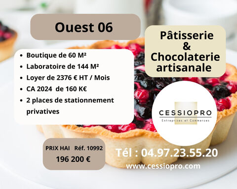 PÂTISSERIE & CHOCOLATERIE ARTISANALE ET LABORATOIRE 144m2 OUEST 06 196200 06130 Grasse