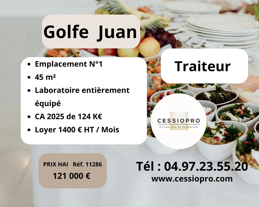   Traiteur   Golfe-Juan   Emplacement no1   Idéal pour un couple professionnel 