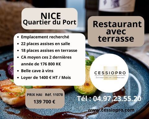 Restaurant avec Terrasse   Emplacement  recherch&eacute; Quartier du Port de Nice 139700 06300 Nice