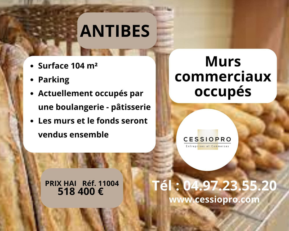   Murs commerciaux occupés, résidence neuve, emplacement stratégique Antibes 