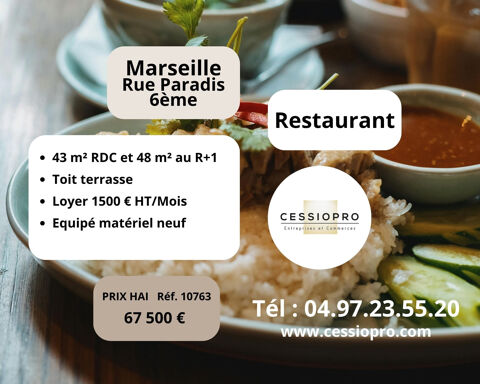 RESTAURANT DE 91 m2, RUE PARADIS MARSEILLE 6ieme 67500 13006 Marseille