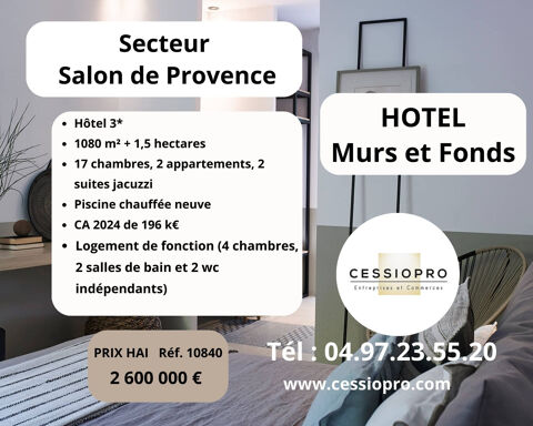 HOTEL 3* MURS ET FONDS  Secteur SALON DE PROVENCE 2600000 13250 Cornillon confoux
