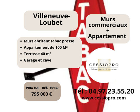 MURS COMMERCIAUX + APPARTEMENT DE 100M2 + TERRASSE DE 40M2 et garages cave de 90M2 795000 06270 Villeneuve loubet