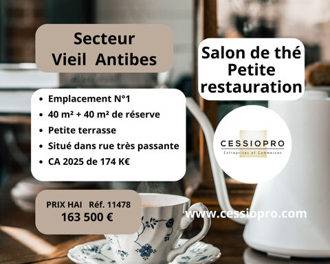 Salon de th&eacute;, petite restauration, emplacement No1, petite terrasse, secteur vieil Antibes 163500 06600 Antibes