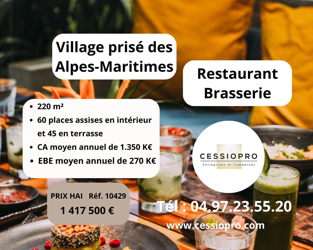   RESTAURANT BRASSERIE 220M2 Village prisé des Alpes-Maritimes 
