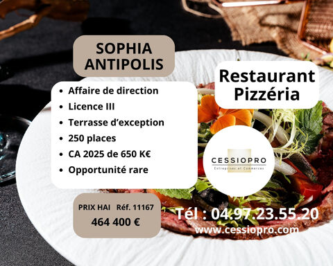 AFFAIRE DE DIRECTION   LICENCE III   250 PLACES   TERRASSE D'EXCEPTION   SOPHIA ANTIPOLIS (06) 464400 06560 Valbonne