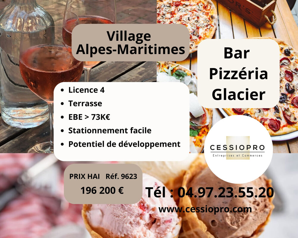   BAR PIZZERIA   LICENCE IV   TERRASSE   EBE DE PLUS DE 73K€ - VILLAGE DES ALPES MARITIMES 
