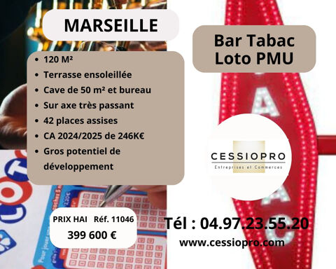 Marseille : A vendre Bar Tabac Loto PMU avec belle Terrasse / Centre-Ville 399600 13001 Marseille