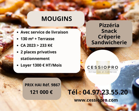 PIZZERIA, SNACK, CREPERIE, SANDWICHERIE AVEC SERVICE DE LIVRAISON   MOUGINS 121000 06250 Mougins