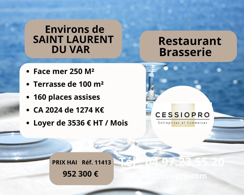   A VENDRE RESTAURANT BRASSERIE face à la mer ENVIRONS SAINT LAURENT DU VAR 