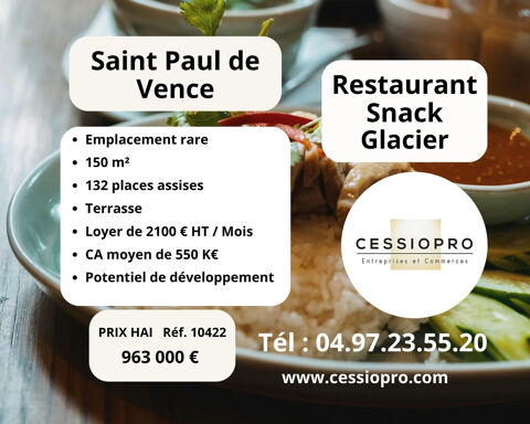 RESTAURANT SNACK GLACIER 150M2 SAINT PAUL DE VENCE (06) 963000 06570 St paul de vence