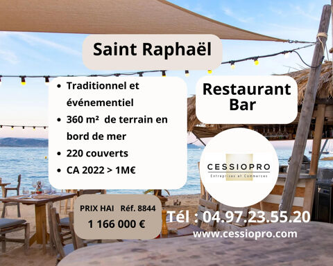   Coup de cur : Restaurant Bar Traditionnel et vnementiel - 360 m2 de terrain en bord de mer  220 cvts   pl 