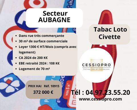 A vendre Tabac Loto Civette + Appartement Baisse de Prix…Secteur AUBAGNE 372000 13011 Marseille
