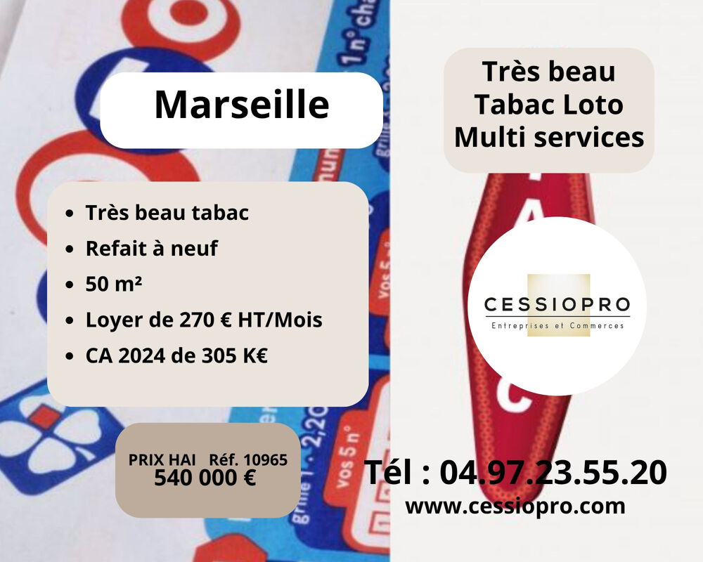   Très beau Tabac Loto Multi Services, refait à neuf, sur Marseille 