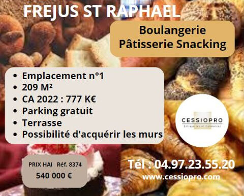 Très belle boulangerie, pâtisserie, chocolaterie, snacking à bonne rentabilité - Opportunité rare 540000 83600 Frejus