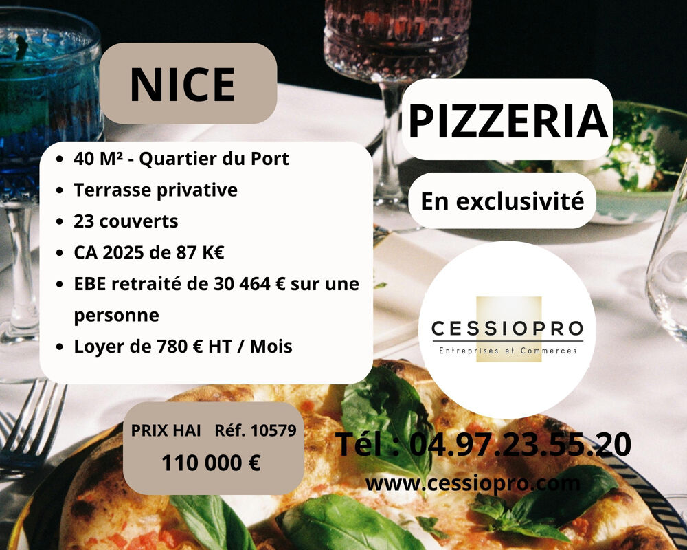   EN EXCLUSIVITÉ : PIZZERIA AVEC TERRASSE PRIVATIVE QUARTIER DU PORT 