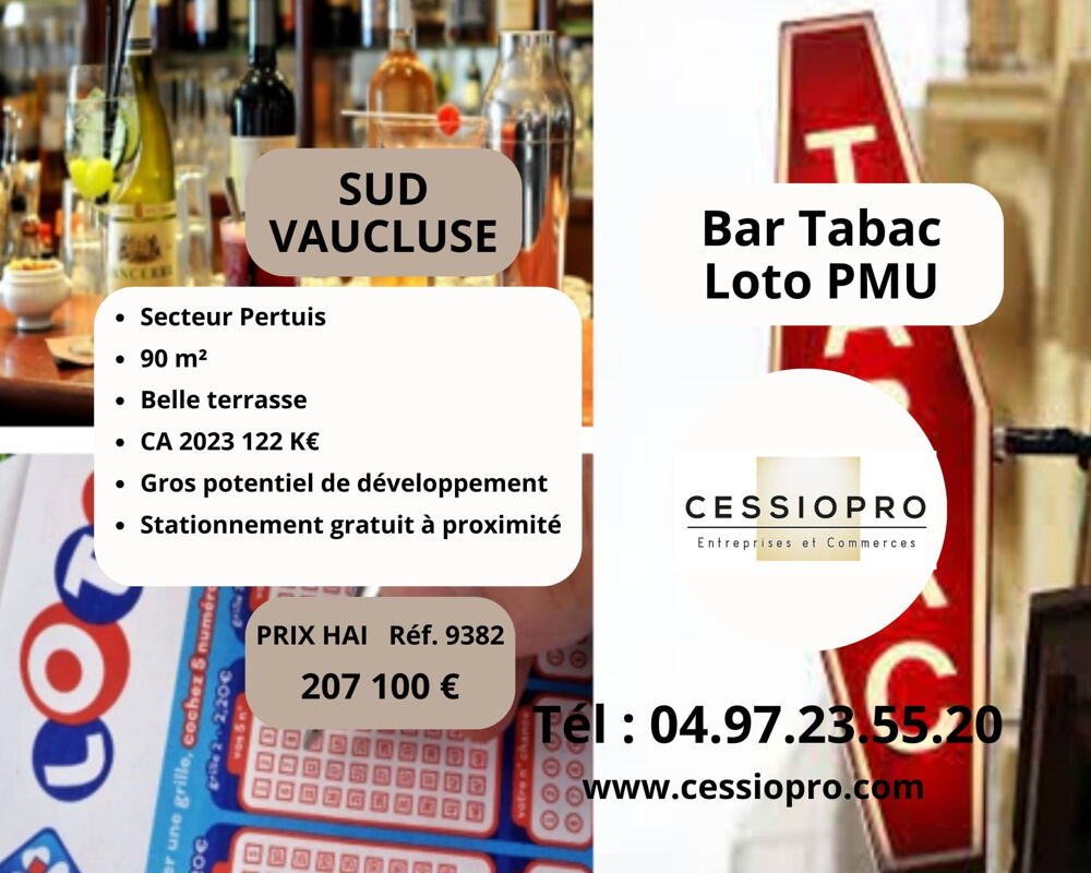   Bar Tabac Loto PMU + Terrasse. Sud Vaucluse 