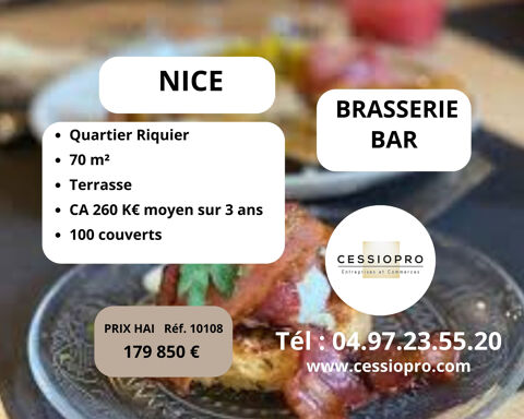 Brasserie Bar en angle dans le quartier Riquier &agrave; Nice   260 000 € de CA moyen sur 3 ans ! 179850 06300 Nice