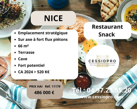 Restaurant/ Snack  &agrave; th&egrave;me &agrave; fort potentiel   Emplacement strat&eacute;gique &agrave; Nice 486000 06000 Nice