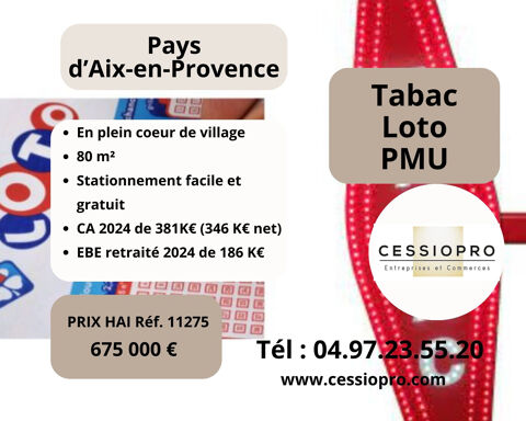 Tr&egrave;s beau Tabac Loto, en plein Cœur de village… Pays d'Aix en Provence 675000 13100 Aix en provence